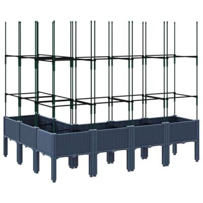 VidaXL Plantenbak met latwerk 160x120x142,5 cm polypropeen blauwgrijs