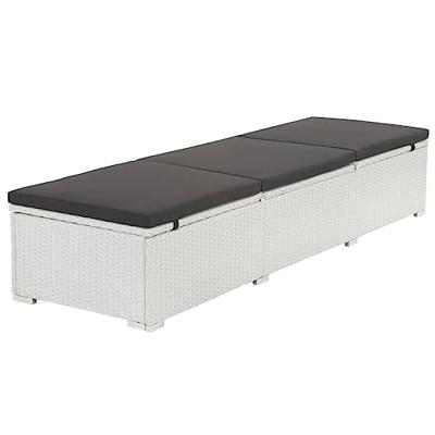 VidaXL Ligbed met kussen poly rattan wit
