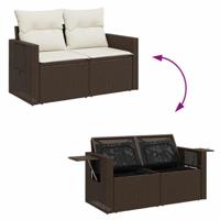 8-delige Loungeset met kussens poly rattan bruin - thumbnail
