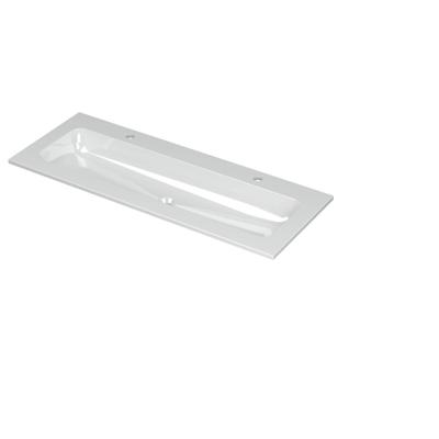 INK Aspekt Wastafel Porselein Centraal met 2 Kraangaten - 1200x450x15 mm - Glans Wit