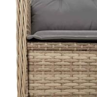 Tuinbankje verstelbaar met kussens poly rattan beige - thumbnail