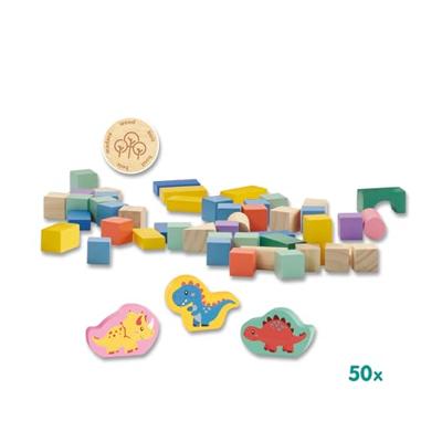SES houten bouwblokken dino's, 50st.
