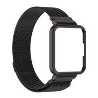 By Qubix - Milanese bandje met case - Zwart - Xiaomi Redmi Watch 2 (Lite) - thumbnail