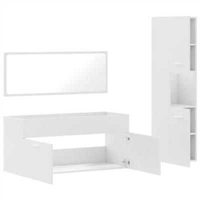 3-delige Badkamermeubelset bewerkt hout wit