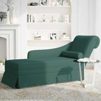 Chaise longue met bolster&rechterarmleuning fluweel donkergroen - thumbnail