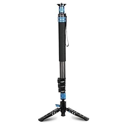 SIRUI P-424FL Koolstofvezel monopod met voeten voor SLR-fotografie, professioneel monopod met 4 secties voor camera, camcorder, maximale belasting 12 kg