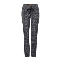 Street One slim fit joggingbroek Bonny met visgraat zwart/wit - thumbnail