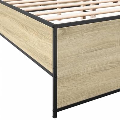 Bedframe bewerkt hout metaal sonoma eikenkleurig 180x200 cm