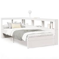Bed met boekenkast zonder matras grenenhout wit 100x200 cm - thumbnail