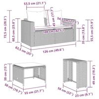 5-delige Tuinbankstel met kussens stapelbaar poly rattan grijs - thumbnail