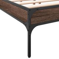 Bedframe bewerkt hout metaal bruin eikenkleur 140x200 cm - thumbnail
