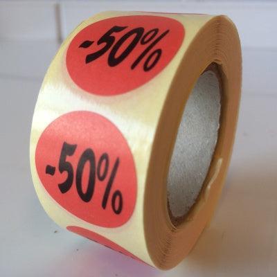 Etiket rood 27mm -50% 1000/rol