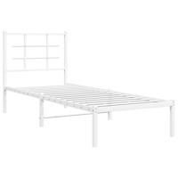 Bedframe met hoofdbord metaal wit 140x200 cm - thumbnail