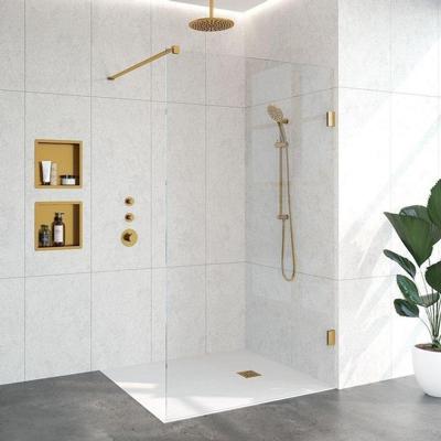BRAUER Void inloopdouche helder glas 120x200 incl. glascoating PVD goud geborsteld GS-VOI1H120200GG BRAUER Void inloopdouche helder glas 120x200 incl. glascoating PVD goud geborsteld GS-VOI1H120200GG