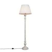 QAZQA Landelijke vloerlamp grijs met witte plissé kap - Classico - thumbnail