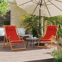 Strandstoelen 2 st inklapbaar stof rood - thumbnail