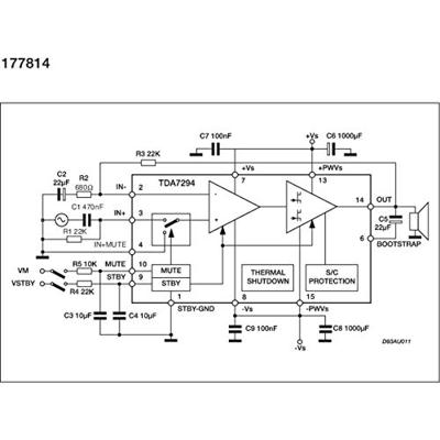 STMicroelectronics TDA7294V Lineaire IC - audio amplifier 1 kanaal (mono) Klasse AB Multiwatt-15 STMicroelectronics TDA7294V Lineaire IC - audio amplifier 1 kanaal (mono) Klasse AB Multiwatt-15