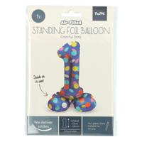 Folat BV Staande folieballon colorful dots cijfer 1 - 72cm - thumbnail
