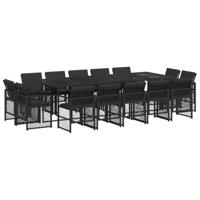 15-delige Tuinset met kussens poly rattan zwart - thumbnail