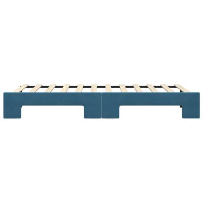 Slaapbank met onderschuifbed 80x200 cm fluweel blauw