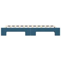 Slaapbank met onderschuifbed 80x200 cm fluweel blauw - thumbnail