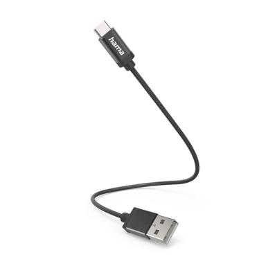 Hama Charging Cable USB-A USB-C 0.2 m Nylon Oplader Zwart Hama Charging Cable USB-A USB-C 0.2 m Nylon Oplader Zwart