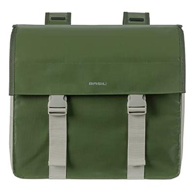 Basil urban load dubbele fietstas - waterdicht tarpaulin/polyester - groen/zand - 48-53l