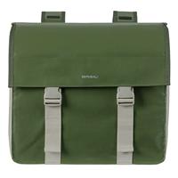 Basil urban load dubbele fietstas - waterdicht tarpaulin/polyester - groen/zand - 48-53l - thumbnail