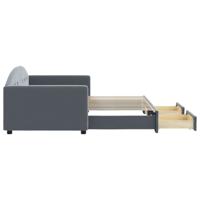 Slaapbank onderschuifbed en lades 90x200 cm fluweel donkergrijs - thumbnail