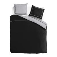 Presence Egyptisch Katoen Double Face - Zwart/Grijs Dekbedovertrek - 240 x 200/220 Lits-jumeaux (240 x 200/220 cm + 2 kussenslopen) Dekbedovertrek - thumbnail