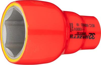 HAZET Dopsleutel · geïsoleerd 900KV-32 · 1/2 inch (12,5 mm) vierkant hol · Buiten-zeskant-tractieprofiel · SW 32 mm HAZET Dopsleutel · geïsoleerd 900KV-32 · 1/2 inch (12,5 mm) vierkant hol · Buiten-zeskant-tractieprofiel · SW 32 mm