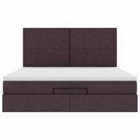 Ottoman bed met matras en LED's 180x200cm stof donkerbruin - thumbnail