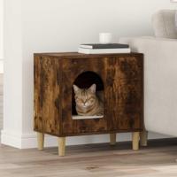 Kattenhuis Gerookt eiken 51 x 30 x 52 cm Bewerkt hout - thumbnail