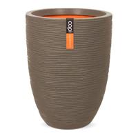 Capi nature elegant laag rib nl kunststof vaas 46x58 cm warme taupe - thumbnail
