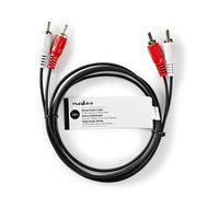 Stereo audiokabel | 2x RCA male - 2x RCA male | 1,5 m | Zwart - thumbnail