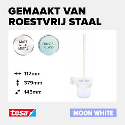 tesa MOON WHITE Toiletborstelset Lijm Metaal