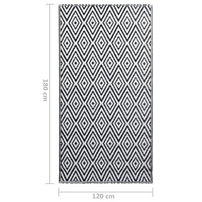 VidaXL Buitenkleed arakil 120x180 cm pp wit en zwart VidaXL Buitenkleed arakil 120x180 cm pp wit en zwart