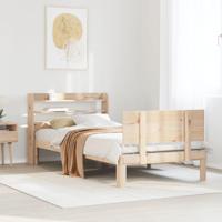 Bedframe met hoofdbord massief grenenhout 90x190 cm - thumbnail