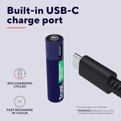 Trust Via USB-C oplaadbare AAA-batterijen (2 stuks) Batterij Blauw - thumbnail