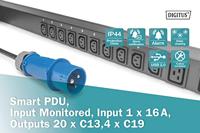 DIGITUS Inlet monitored PDU,vertical,16A,20xC13,4xC19 3m cable, IEC60309 16A plug - thumbnail