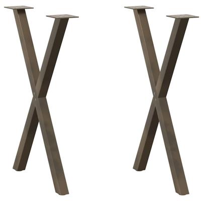 Eettafelpoten 2 st X-vormig 57x(72-73) cm staal naturel