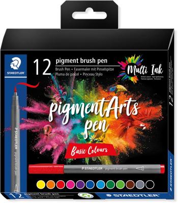 Staedtler pigment brush pen Basic Colours 371 C12-1 Fineliner Diverse kleuren 12 stuk(s) Staedtler pigment brush pen Basic Colours 371 C12-1 Fineliner Diverse kleuren 12 stuk(s)
