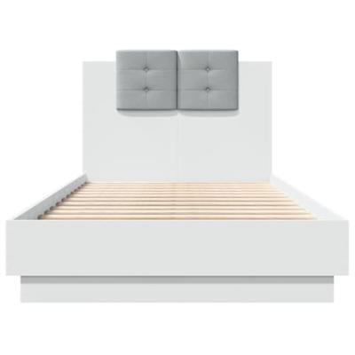 Bedframe met hoofdbord en LED-verlichting wit 90x190 cm Bedframe met hoofdbord en LED-verlichting wit 90x190 cm