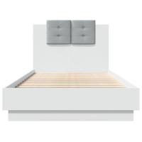 Bedframe met hoofdbord en LED-verlichting wit 90x190 cm - thumbnail