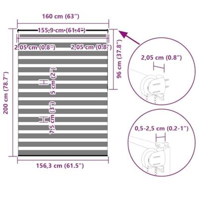 VidaXL Zebra rolgordijn 160x200 cm stofbreedte 155,9 cm lichtgrijs VidaXL Zebra rolgordijn 160x200 cm stofbreedte 155,9 cm lichtgrijs