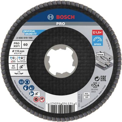 Bosch Accessoires X-LOCK Lamellenschijf Best for Metal schuin, glasvezel, Ø115mm, G 60, X571 - 1 stuk(s) - 2608619198