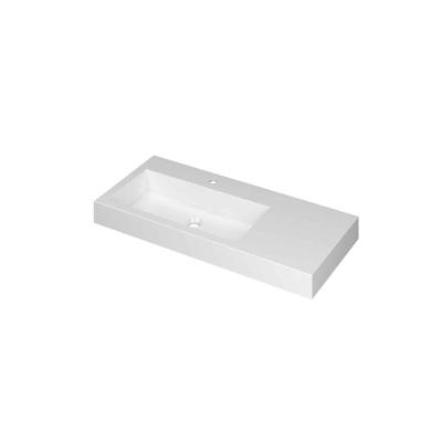 INK Momento Wastafel Polystone Wasbak Links met 1 Kraangat - 1000x450x90 mm - Glans Wit