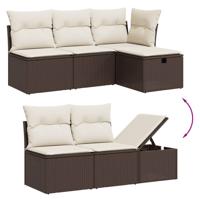 6-delige Loungeset met kussens poly rattan bruin - thumbnail
