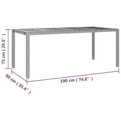 7-delige Tuinset met kussens poly rattan grijs