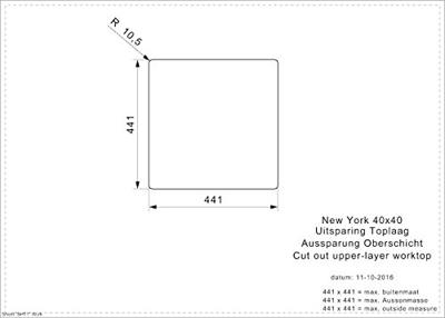 Reginox spoelbak New York - vlakbouw 40x40 (L) - R27639